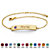 Round Simulated Birthstone Personalized I.D. Bracelet Gold-Plated 7.5" - 8.5"-102 at Direct Charge presents PalmBeach