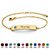 Round Simulated Birthstone Personalized I.D. Bracelet Gold-Plated 7.5" - 8.5"-103 at PalmBeach Jewelry