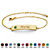 Round Simulated Birthstone Personalized I.D. Bracelet Gold-Plated 7.5" - 8.5"-105 at Direct Charge presents PalmBeach