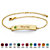 Round Simulated Birthstone Personalized I.D. Bracelet Gold-Plated 7.5" - 8.5"-108 at PalmBeach Jewelry