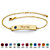 Round Simulated Birthstone Personalized I.D. Bracelet Gold-Plated 7.5" - 8.5"-109 at PalmBeach Jewelry