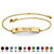 Round Simulated Birthstone Personalized I.D. Bracelet Gold-Plated 7.5" - 8.5"-111 at Direct Charge presents PalmBeach