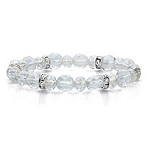 Crystal Accent Beaded Faceted Stretch Bracelet in Silvertone 7