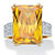 Emerald-Cut Yellow Cubic Zirconia Gold-Plated 21.40 TCW Cocktail Ring with White CZ Accents-11 at PalmBeach Jewelry