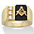 Men's Genuine Onyx and Cubic Zirconia Rectangular Watchband-Style Masonic Ring .30 TCW Gold-Plated-11 at PalmBeach Jewelry