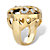 Oval-Cut Genuine Black Onyx and Pave Crystal Scrolling Floral Dome Cocktail Ring Gold-Plated-12 at PalmBeach Jewelry