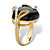 .39 TCW Genuine Black Onyx and Pave Cubic Zirconia Cabochon Cocktail Ring Gold-Plated-12 at PalmBeach Jewelry