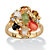 Oval Genuine Coral, Opal, Jade, Onyx and Tiger's-Eye Cluster 18k Gold-Plated Ring-11 at PalmBeach Jewelry