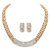 Round Crystal Gold Tone 2-Piece Earring and Snake-Link Choker Necklace Set 17"-20"-11 at PalmBeach Jewelry