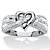 Round Diamond Crossover Heart Promise Ring 1/10 TCW in Platinum Over Sterling Silver-11 at Direct Charge presents PalmBeach