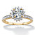 Round Created White Sapphire and Diamond Accent Halo Engagement Ring 1.86 TCW in 18k Gold over Sterling Silver-11 at PalmBeach Jewelry