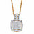 Diamond Squared Cluster Halo Two-Tone Pendant Necklace 1/10 TCW in 18k Gold over Sterling Silver 18"-20"-11 at PalmBeach Jewelry