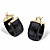 Genuine Black Jade Hoop Earrings in Gold Tone over Sterling Silver 3/4"-11 at PalmBeach Jewelry