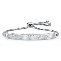 SETA JEWELRY Diamond Accent Bar Silvertone Adjustable Drawstring Bolo Bracelet 9