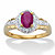 Oval-Cut Genuine Ruby and Topaz Halo Cocktail Ring 1.18 TCW in 18k Gold over Sterling Silver-11 at PalmBeach Jewelry