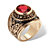 Men's Oval-Cut Simulated Red Ruby 6 TCW Yellow Gold-Plated Antiqued Army Ring-12 at PalmBeach Jewelry