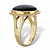 Genuine Black Onyx Oval Cabochon Banded Halo Ring in 14k Gold over Sterling Silver-12 at PalmBeach Jewelry