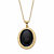 Genuine Black Onyx Oval Cabochon Banded Halo Pendant Necklace in 14k Gold over Sterling Silver 18"-11 at PalmBeach Jewelry