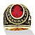 Men's Oval-Cut Simulated Red Ruby Marines Ring 6 TCW in Antiqued Yellow Gold-Plated-11 at PalmBeach Jewelry