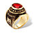 Men's Oval-Cut Simulated Red Ruby Marines Ring 6 TCW in Antiqued Yellow Gold-Plated-12 at PalmBeach Jewelry