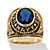 Men's Oval-Cut Simulated Sapphire United States Navy Ring 6 TCW Antiqued Gold-Plated-11 at PalmBeach Jewelry