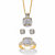 Round Diamond 3-Piece Squared Cluster Halo Set 3/8 TCW in 18k Gold over Sterling Silver 18"-20"-11 at PalmBeach Jewelry