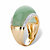 Genuine Green Jade and White Topaz Dome Ring .56 TCW in 14k Gold over Sterling Silver-12 at PalmBeach Jewelry