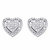 Round Diamond Heart-Shaped Floating Halo Stud Earrings 1/7 TCW in Platinum over Sterling Silver-11 at Direct Charge presents PalmBeach