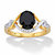 Oval-Cut Genuine Onyx and Diamond Accent Two-Tone Crossover Ring in 18k Gold over Sterling Silver-11 at PalmBeach Jewelry