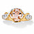 Oval-Cut Simulated Pink Morganite and Diamond Accent Crossover Ring in 18k Gold over Sterling Silver-11 at PalmBeach Jewelry