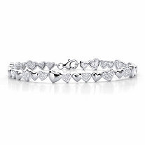 Round Diamond Two-Tone Heart-Link Bracelet  in Platinum over Sterling Silver 8
