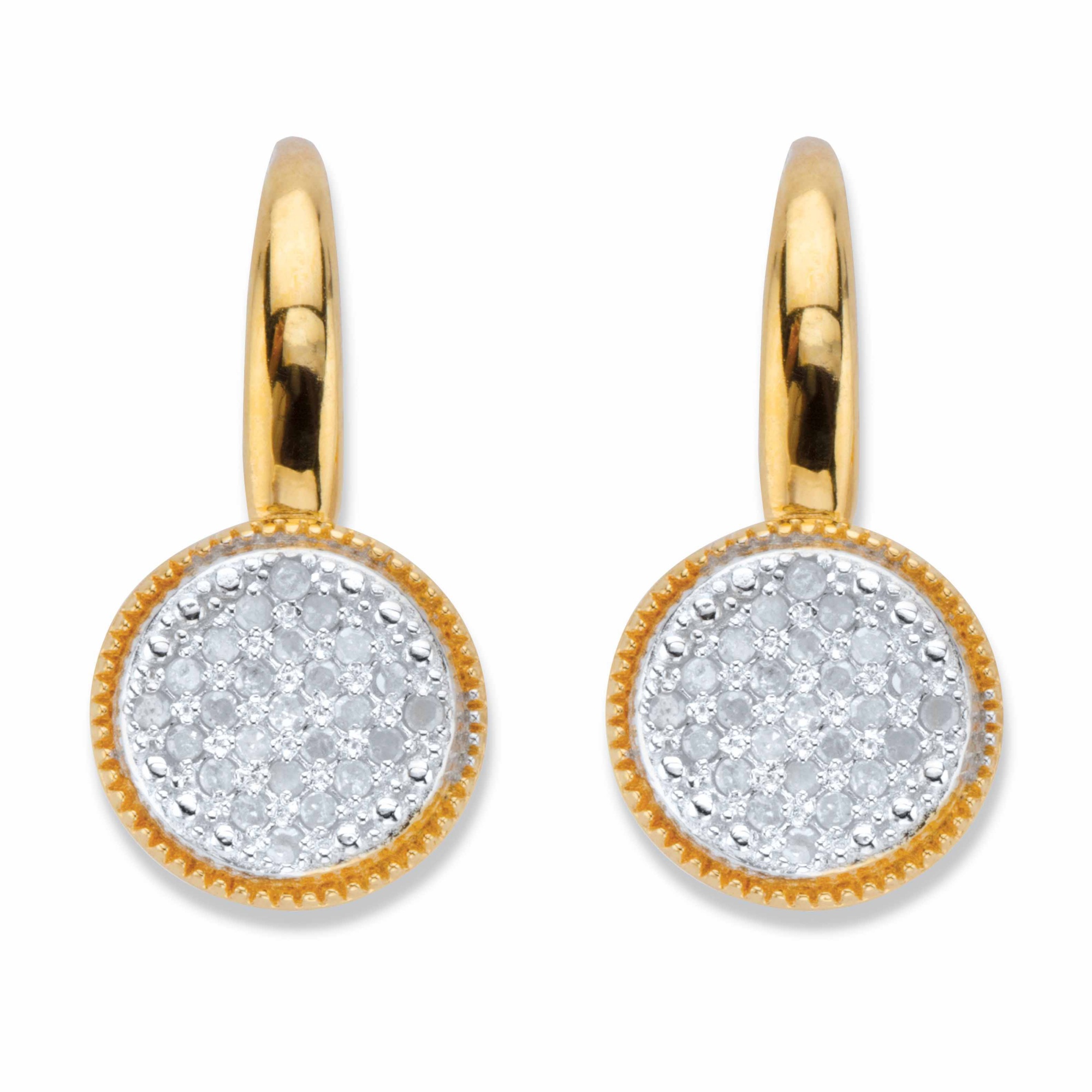 Round Diamond Two-Tone Cluster Earrings 1/4 TCW 18k Gold over Sterling