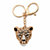 Round Crystal Black Leopard Cat Key Ring in Goldtone 4 3/4"-11 at PalmBeach Jewelry