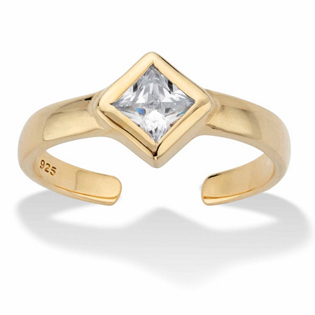 Princess-Cut Cubic Zirconia Adjustable Toe Ring .37 TCW in 18k Gold over Sterling Silver at PalmBeach Jewelry