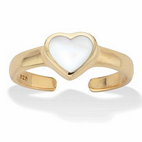 Heart-Shaped Genuine Mother-of-Pearl Adjustable Toe Ring in 18k Gold over Sterling Silver