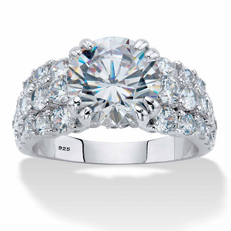 Round Cubic Zirconia Multi-Row Engagement Ring 5.81 TCW in Platinum over Sterling Silver at PalmBeach Jewelry