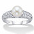 Genuine Cultured Freshwater Pearl and Cubic Zirconia Ring .64 TCW in Platinum over Sterling Silver (8mm)-11 at PalmBeach Jewelry
