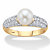 .64 TCW Genuine Cultured Freshwater Pearl and Cubic Zirconia Ring in 14k Gold over Sterling Silver-11 at PalmBeach Jewelry
