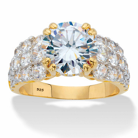 Round Cubic Zirconia Multi-Row Engagement Ring 5.81 TCW in 14k Gold over Sterling Silver at PalmBeach Jewelry
