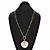 Simulated Mother-of-Pearl Shell Oval Rolo-Link Pendant Necklace in Goldtone 28"-15 at PalmBeach Jewelry