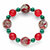 Red and Green Holiday Crystal Beaded Christmas Stretch Bracelet in Silvertone 8"-12 at Direct Charge presents PalmBeach