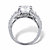 Cushion-Cut and Marquise-Cut Cubic Zirconia Engagement Ring 4.35 TCW in Platinum over Sterling Silver-12 at PalmBeach Jewelry