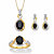 Oval-Cut Genuine Black Onyx and Diamond Accent Necklace, Earring and Ring Set in 18k Gold over Sterling Silver 18"-11 at PalmBeach Jewelry