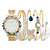 Blue Crystal and Simulated Pearl 5-Piece Watch and Butterfly Bangle Bracelet Set in Goldtone 7.5"-11 at PalmBeach Jewelry