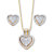 Round Diamond Heart-Shaped Floating Halo Necklace and Earring Gift-Boxed Set 1/4 TCW in 18k Gold over Sterling Silver 18"-12 at PalmBeach Jewelry