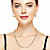 Round Crystal and Simulated Pearl 2-Piece Necklace 18"-21" & Hoop Earring (1 1/8")  Set in Goldtone-13 at PalmBeach Jewelry