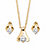 Round Simulated Crystal Solitaire Necklace and Earring Set in Goldtone with FREE Gift Box 18"-12 at PalmBeach Jewelry