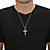 Men's Round Crystal Cross Pendant Necklace with Rope Chain in Gold Tone Includes FREE Gift Box 24"-14 at Direct Charge presents PalmBeach
