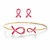 Pink Enamel Breast Cancer Awareness Stud Earrings and Bangle Bracelet Set in Goldtone 7.5"-11 at PalmBeach Jewelry