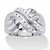 Round Diamond Accent Diagonal Grooved Crossover Ring in Silvertone-11 at PalmBeach Jewelry